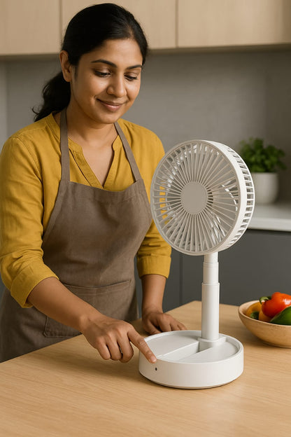 Adjustable Height Telescopic Rechargeable Standing Fan Rechargeable Pedestal Fan